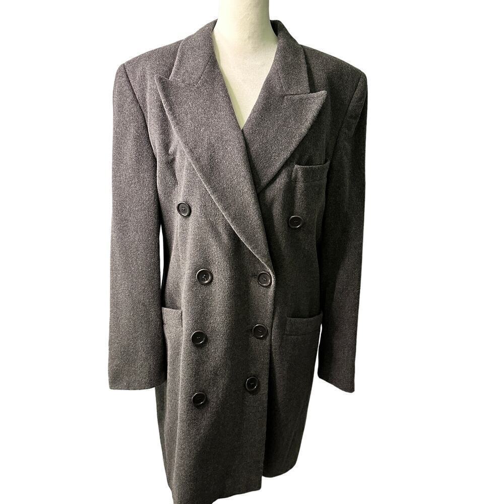Escada Wool Blend Gray Peacoat Size 38